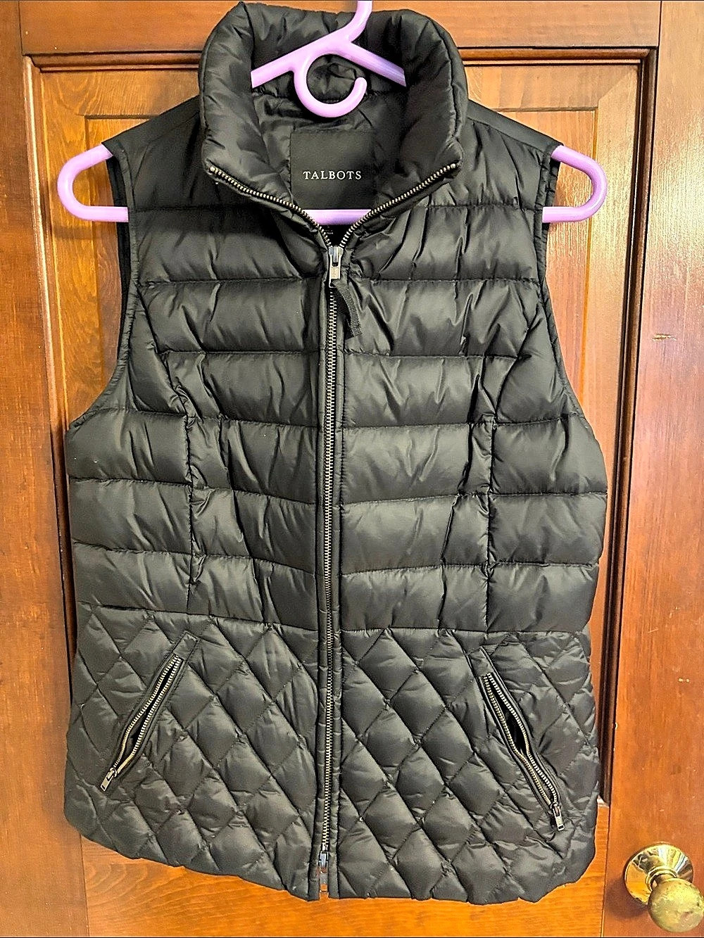 Talbots Quilted Puffer Vest in Black Size Small Like New